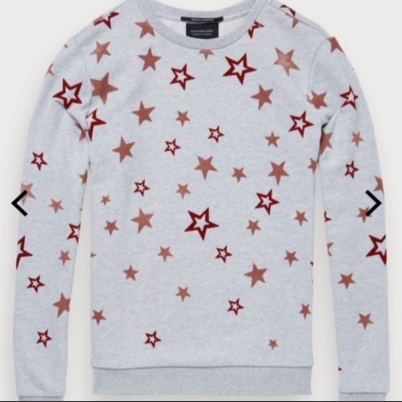 Scotch & Soda Star Artwork Sweatshirt Grey Velour Orange and Red Stars Print S - Picture 3 of 16